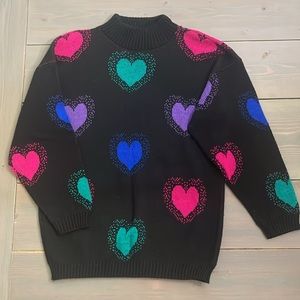 Colorful Heart Crowl Neck Sweater Size M